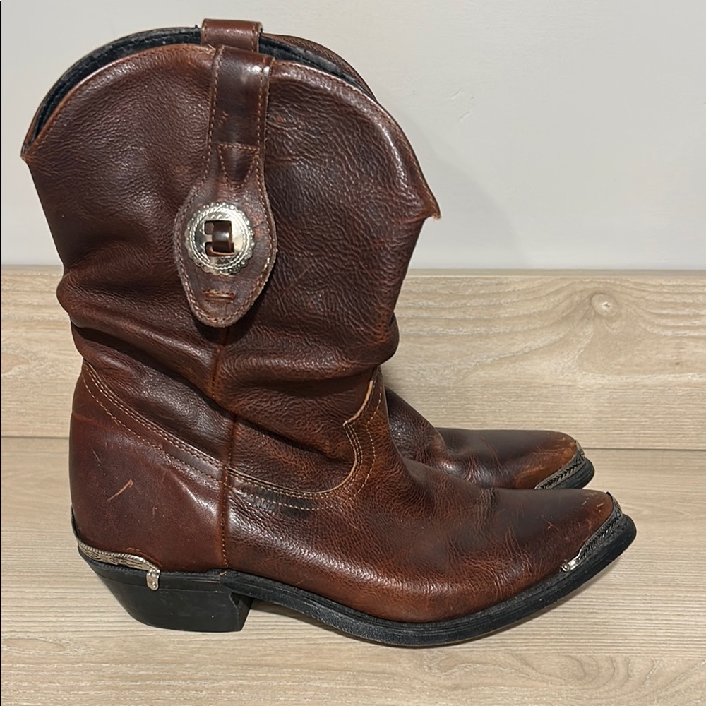 Silver Rebel Brown Leather Cowboy Boots 6.5